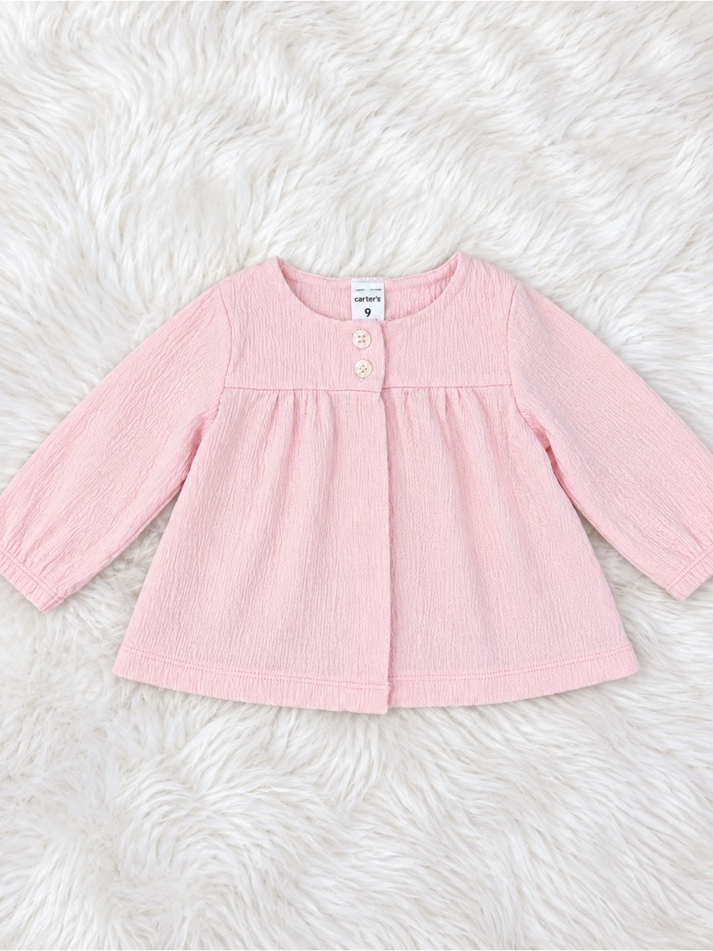Carter's Light Pink Long-Sleeve Textured Baby Sweater